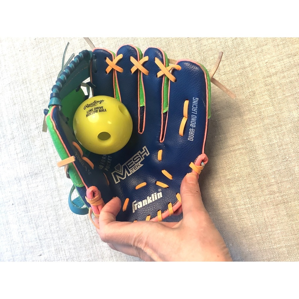 Franklin Youth Baseball Glove 22812-9.5" T-ball Kids with Rawlings Hollow Ball